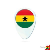 Ghana flag location map pin icon on white background.
