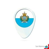 icono de pin de mapa de ubicación de bandera de san marino sobre fondo blanco. vector