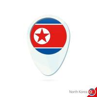 Icono de pin de mapa de ubicación de bandera de corea del norte sobre fondo blanco. vector