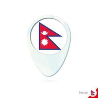 Nepal flag location map pin icon on white background. vector