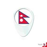 Nepal flag location map pin icon on white background. vector