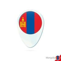 icono de pin de mapa de ubicación de bandera de mongolia sobre fondo blanco. vector