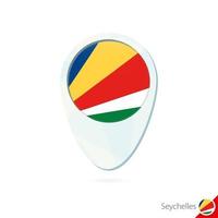 Seychelles flag location map pin icon on white background. vector