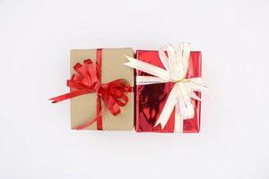 Two gift boxes on white background photo