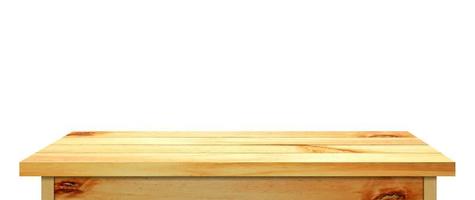 wooden table isolated on white background with clipping path photo