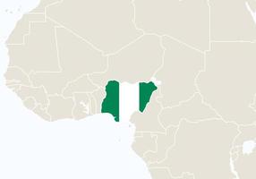 áfrica con el mapa de nigeria resaltado. vector