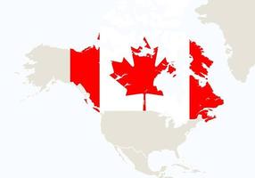 américa del norte américa con el mapa de canadá resaltado. vector