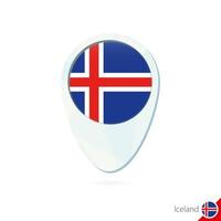 Iceland flag location map pin icon on white background. vector