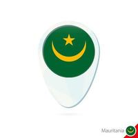 Mauritania flag location map pin icon on white background.