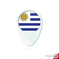 Uruguay flag location map pin icon on white background. vector