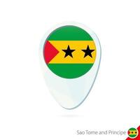 Sao Tome and Principe flag location map pin icon on white background. vector