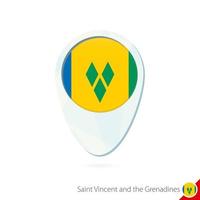 Saint Vincent and the Grenadines flag location map pin icon on white background. vector