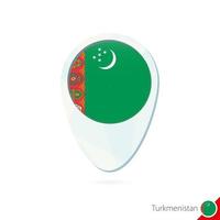 icono de pin de mapa de ubicación de bandera de turkmenistán sobre fondo blanco. vector