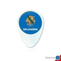 icono de pin de mapa de ubicación de la bandera de oklahoma del estado de estados unidos sobre fondo blanco. vector