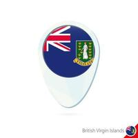 Icono de pin de mapa de ubicación de bandera de islas vírgenes británicas sobre fondo blanco. vector