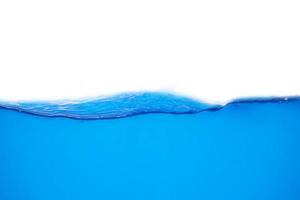 Moving blue water surface and bubbles on a white background photo