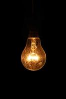 Old light bulbs shine in the darkness - images photo