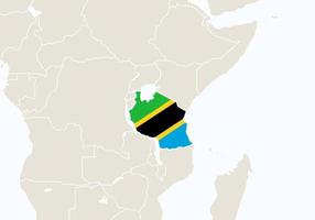 Africa with highlighted Tanzania map. vector