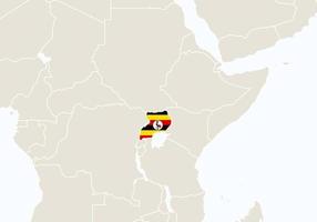 Africa with highlighted Uganda map. vector