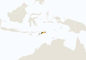 Asia with highlighted East Timor map. vector