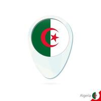 Algeria flag location map pin icon on white background. vector