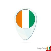 Ivory Coast flag location map pin icon on white background. vector