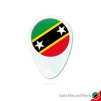 Saint Kitts and Nevis flag location map pin icon on white background. vector