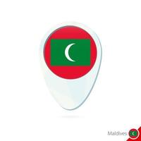 Maldives flag location map pin icon on white background. vector