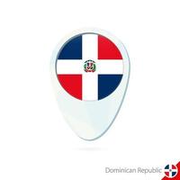 Icono de pin de mapa de ubicación de bandera de república dominicana sobre fondo blanco. vector