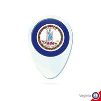 USA State Virginia flag location map pin icon on white background. vector