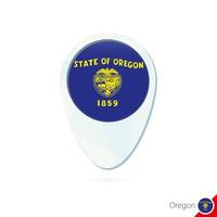 USA State Oregon flag location map pin icon on white background. vector