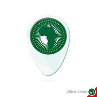 African Union flag location map pin icon on white background. vector