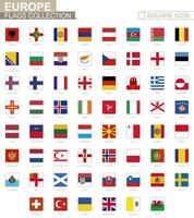 Square flags of Europe. From Albania to Wales. vector