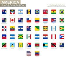 Square flags of America. From Anguilla to Venezuela. vector