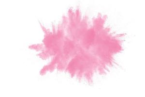 Pink powder explosion isolated on white background. photo