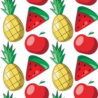 Seamless vector pattern with apple, watermelon and pineapple