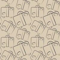 Seamless vector pattern with outline beige suitcase