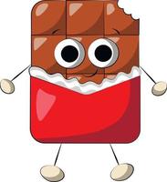 Cute cartoon Chocolate Character in Wrapper. Draw illustration in color vector