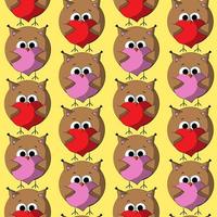 Seamless vector pattern with cute cartoon owl with heart