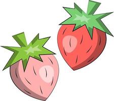 Single element Strawberry. Draw illustration in color vector