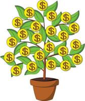 Single element Money tree. Draw illustration in color vector