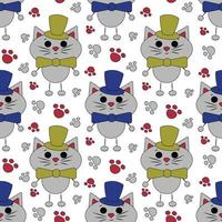 Seamless pattern with cute cartoon Cat in neck vector