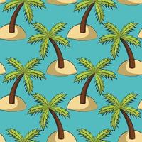 Seamless vector pattern with Island with palm tree