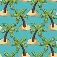 Seamless vector pattern with Island with palm tree