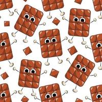 Seamless vector pattern with cute cartoon smile Chocolate character