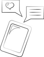 Single element mobile phone and message. Draw illustration in black and white vector