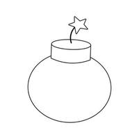 Single element Bomb. Draw illustration in black and white vector