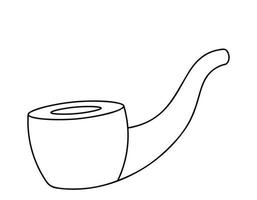 Single element Tobacco Pipe. Draw illustration in black and white vector