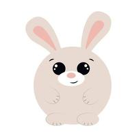 Cute cartoon round Rabbit. Draw illustration in color vector