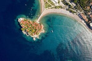 Aerial view at Sveti Stefan islet in Montenegro photo